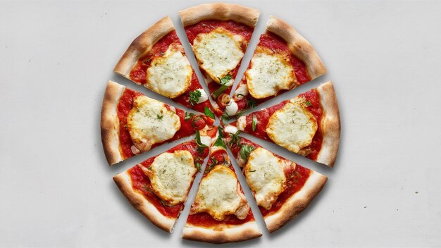 Top view of pizza slices with copy space