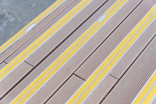 Top view of plastic striped steps outdoors.