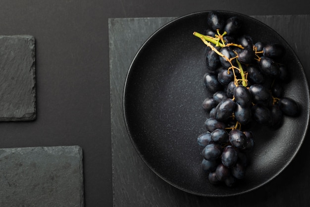 Top view of plate with grape bun