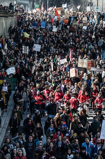 Top View of the Protesters Walking in the Packed Streets