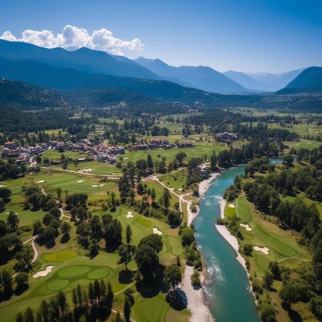 Photo top view of punakha river