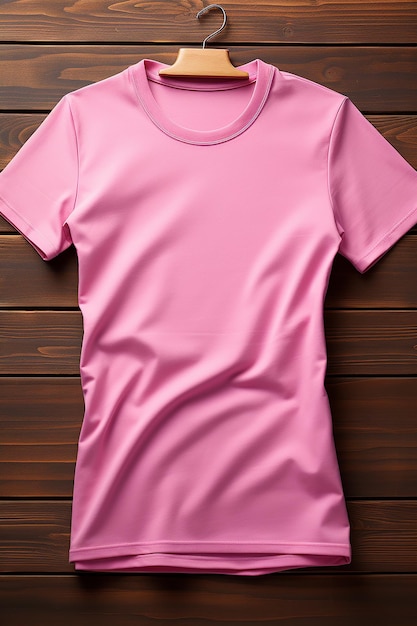 Top view of pure PINK tshirt mockup perfectly styled