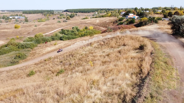 Top view of the racing track for motorsport in the city of Kharkiv