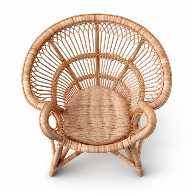 Photo top view of rattan armchair isolated on