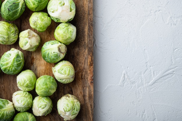 Top view of raw brussels sprouts