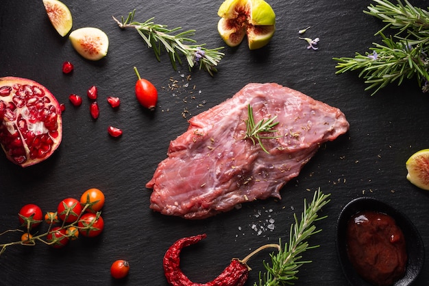 Foto vista dall'alto del concetto di carne cruda