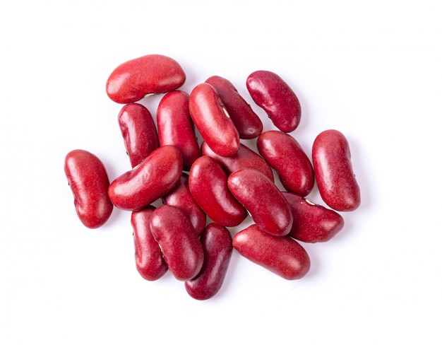 Top view of red beans isolated on the white background. top view