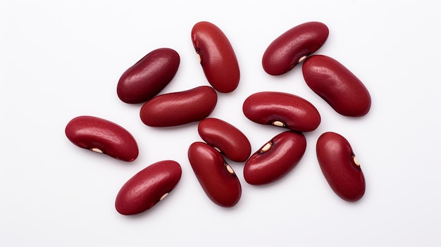 Top view of red beans isolated on the white background