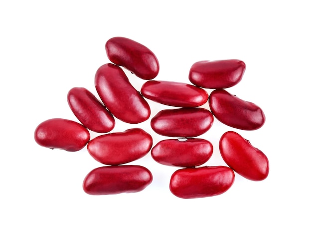 Top view of red beans isolated on the white background