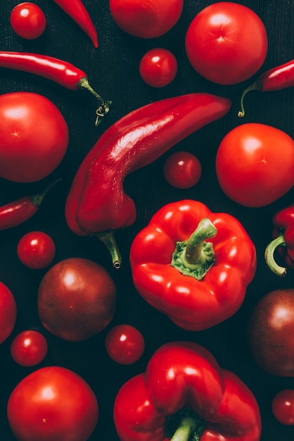 top view red tomatoes bell