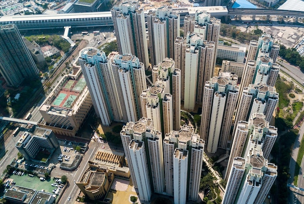 Top view of residential building in Hong Kong