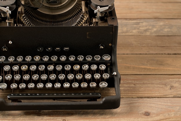 Top view of retro style typewriter