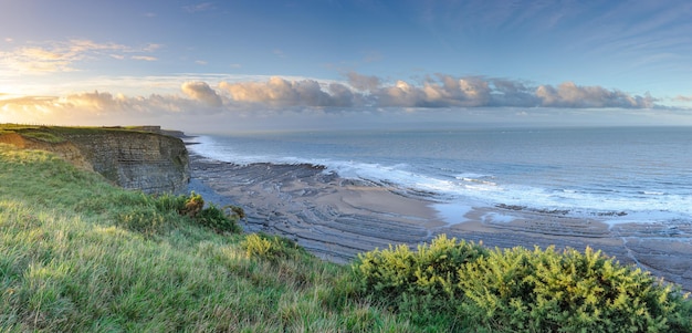 Top view of a rocky coastline