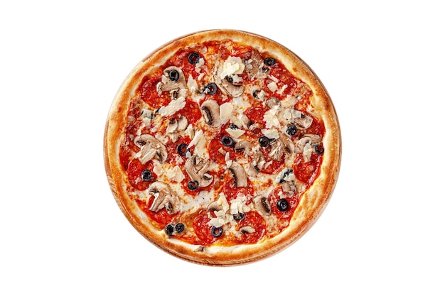 Top view Round thin pizza