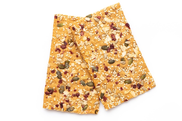 Top view of rye bread crackers