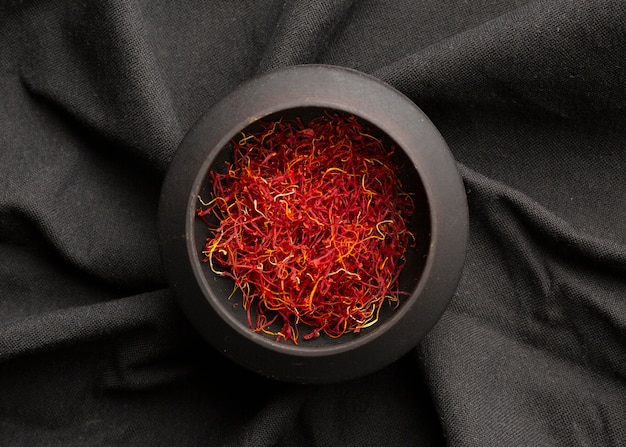 Top view saffron still life arrangement