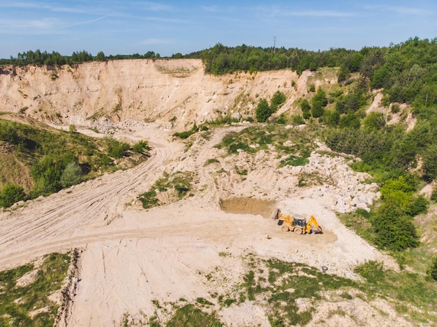 Top view of sand mine heavy industrial