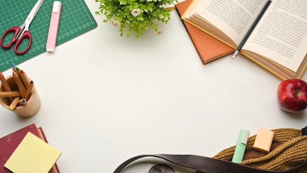 Top view of scene with books