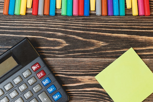 Top View of School and Office Supplies