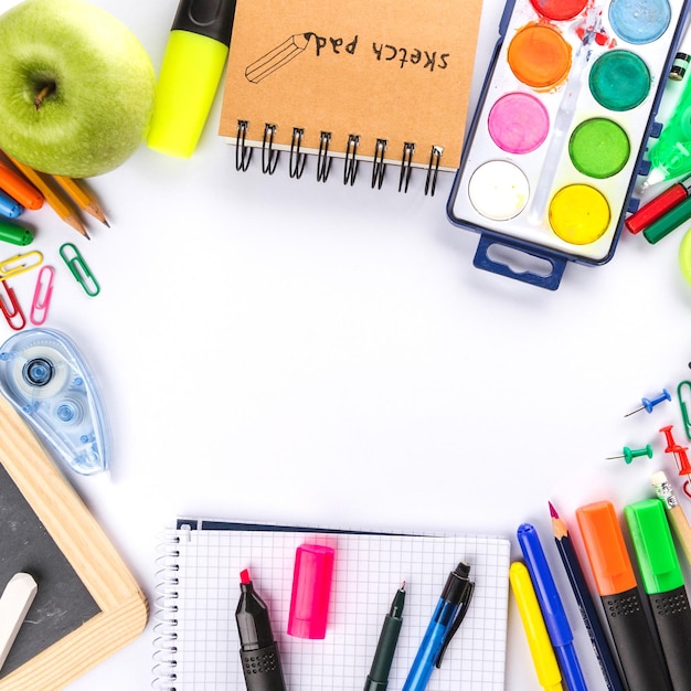 Foto vista superiore pacchetto scolastico di alta qualità e risoluzione bellissimo concetto fotografico