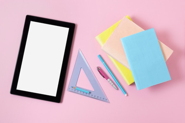 Top view school supplies assortment