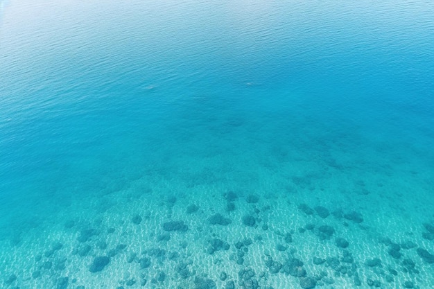 Top view of sea with water drop and copy space