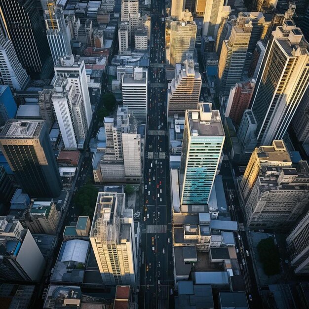 大都市の高層ビルの一番上の景色