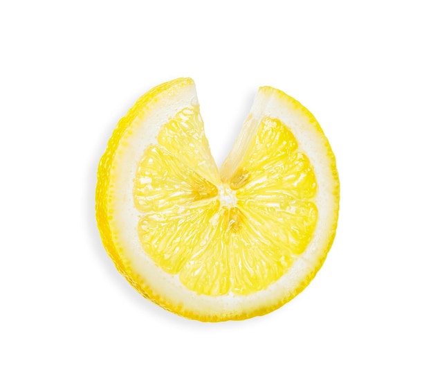 白い背景に分離されたレモンのスライスの上面図 レモン クリッピング パス