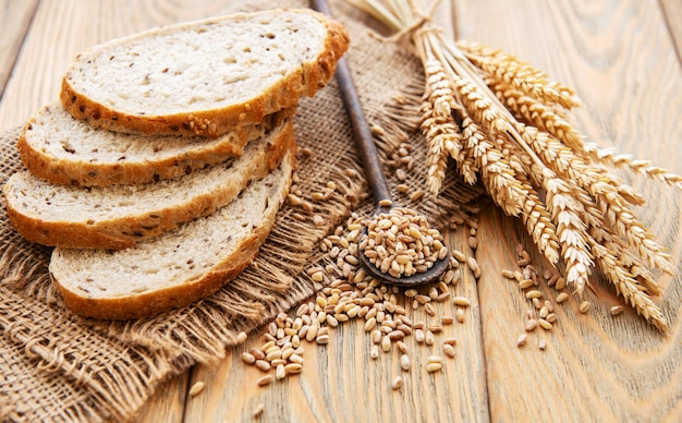 Top view of sliced bread