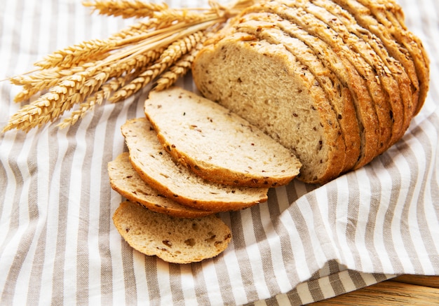 Top view of sliced bread