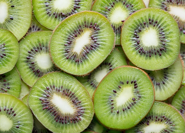 Top view of sliced kiwi