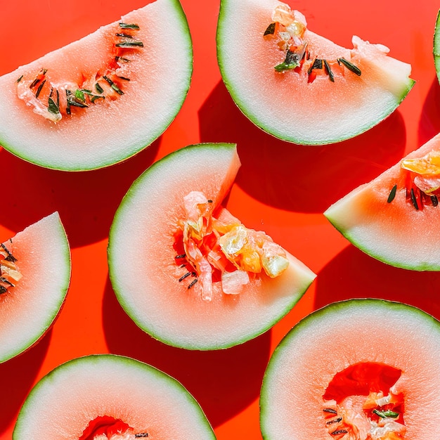 top view sliced melon refreshing