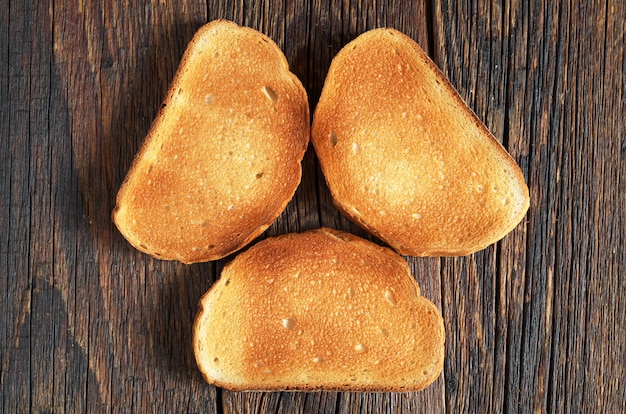 Top view of slices of toasted bread