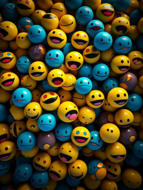 Top View of Smiley Emoticons Group