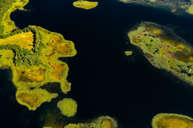 Top view of the Snudy and Strusto lakes in the Braslav lakes National Park