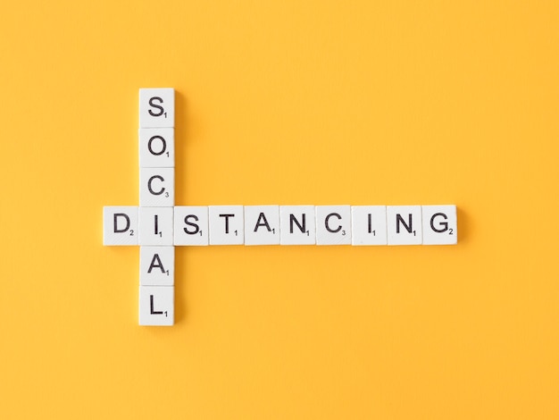 top view of social distancing concept