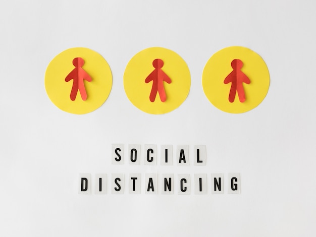 Photo top view of social distancing concept