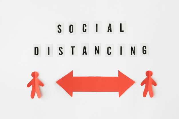 Photo top view of social distancing concept