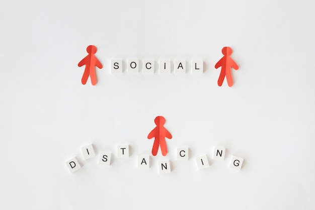 Photo top view of social distancing concept