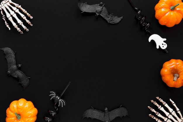 Photo top view spooky halloween collection concept