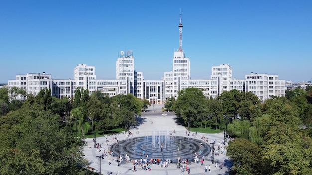 Top view of the square in the city center of Kharkov