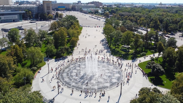 Top view of the square in the city center of Kharkov