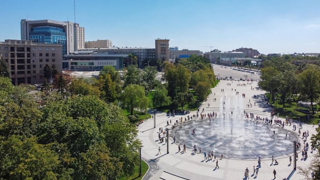 Top view of the square in the city center of Kharkov