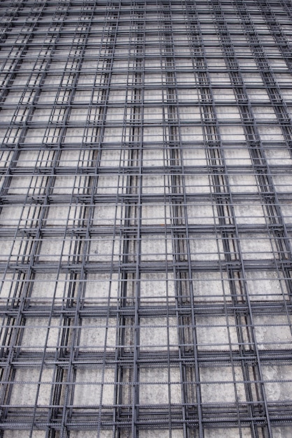 Top view of square metal mesh on the ground