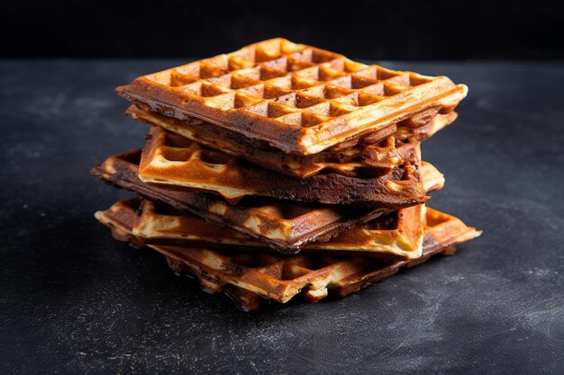 Top view of stack of waffles on concrete surface