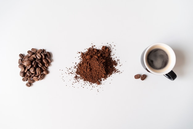 Le fasi di vista dall'alto del caffè