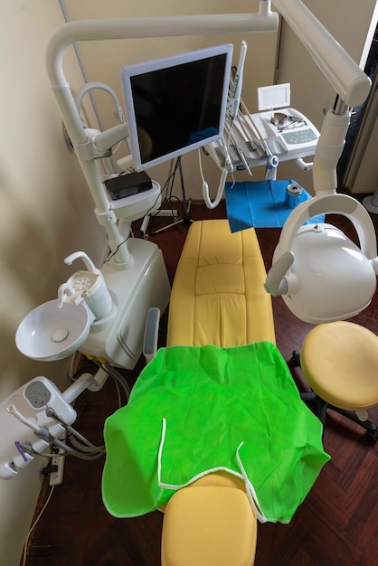 Top view of a stretcher in a dental clinic