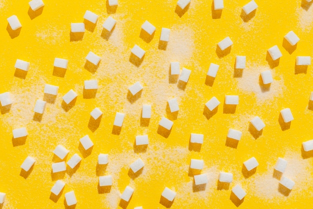 Photo top view sugar cubes