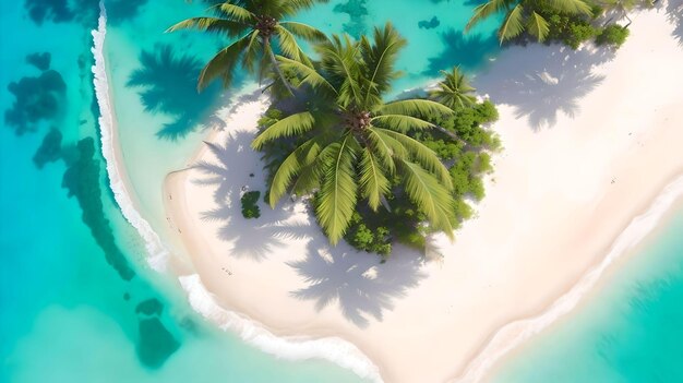 top view of summer beach tropical island with palm trees AI Generated