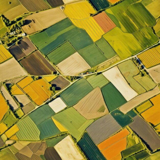 Top view of summer farmers fields